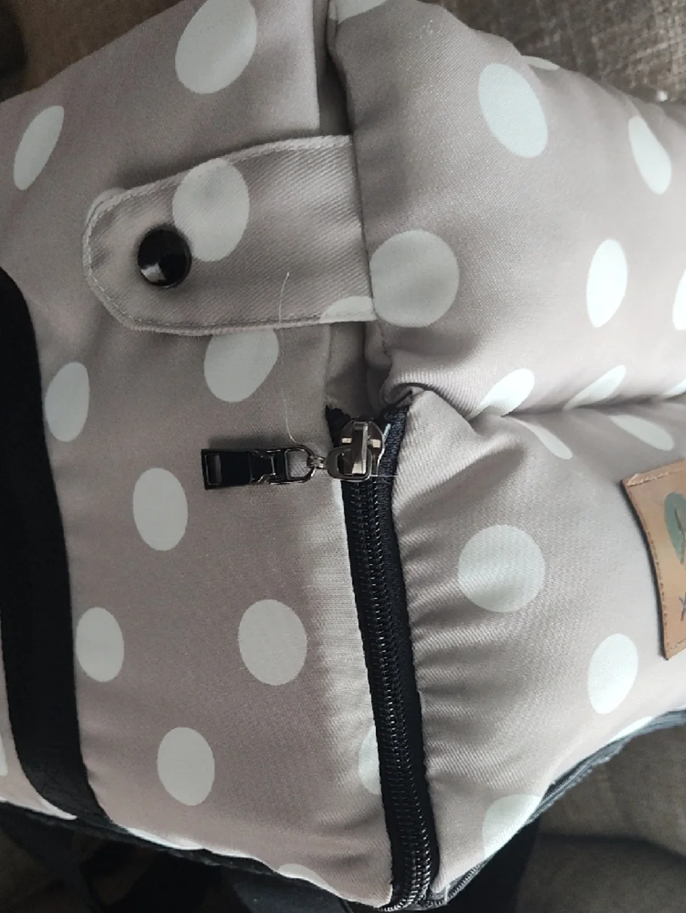 Polka Dot Gray Bicycle Pet Carrier With Insert And Collar Connector